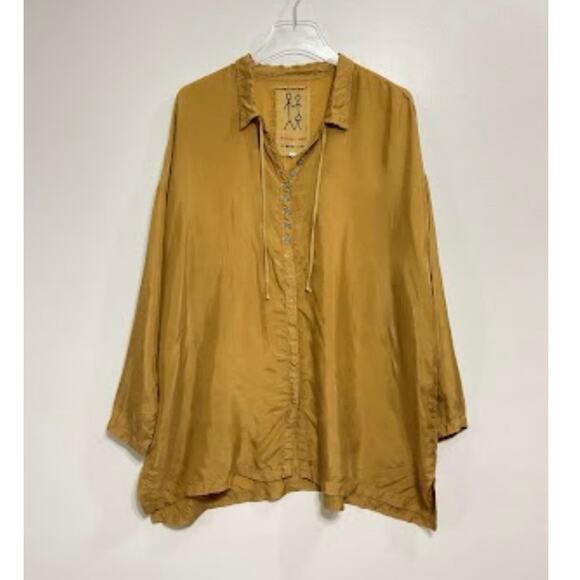 JOHNNY WAS Button-Front Tunic in Gold Size Medium - Picture 1 of 4